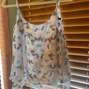Floral Peach, White and Blue Summer strap top Small Size